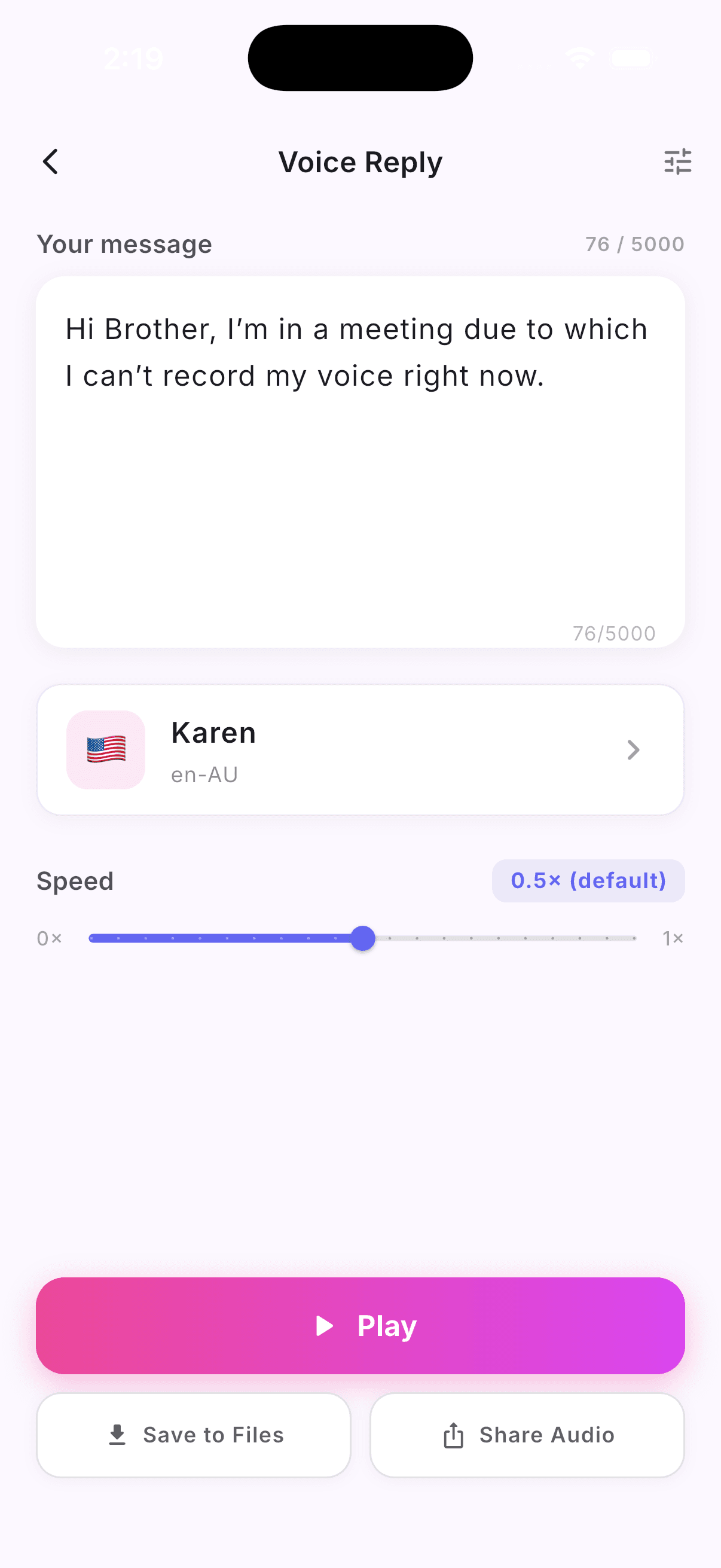 Voice Note History View